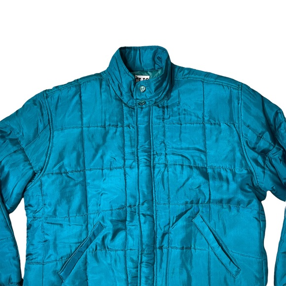 Clio Vintage Teal Quilted Silk Zip Up Jacket - Picture 6 of 6